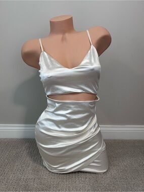 Windsor Satin White Cutout Mini Dress